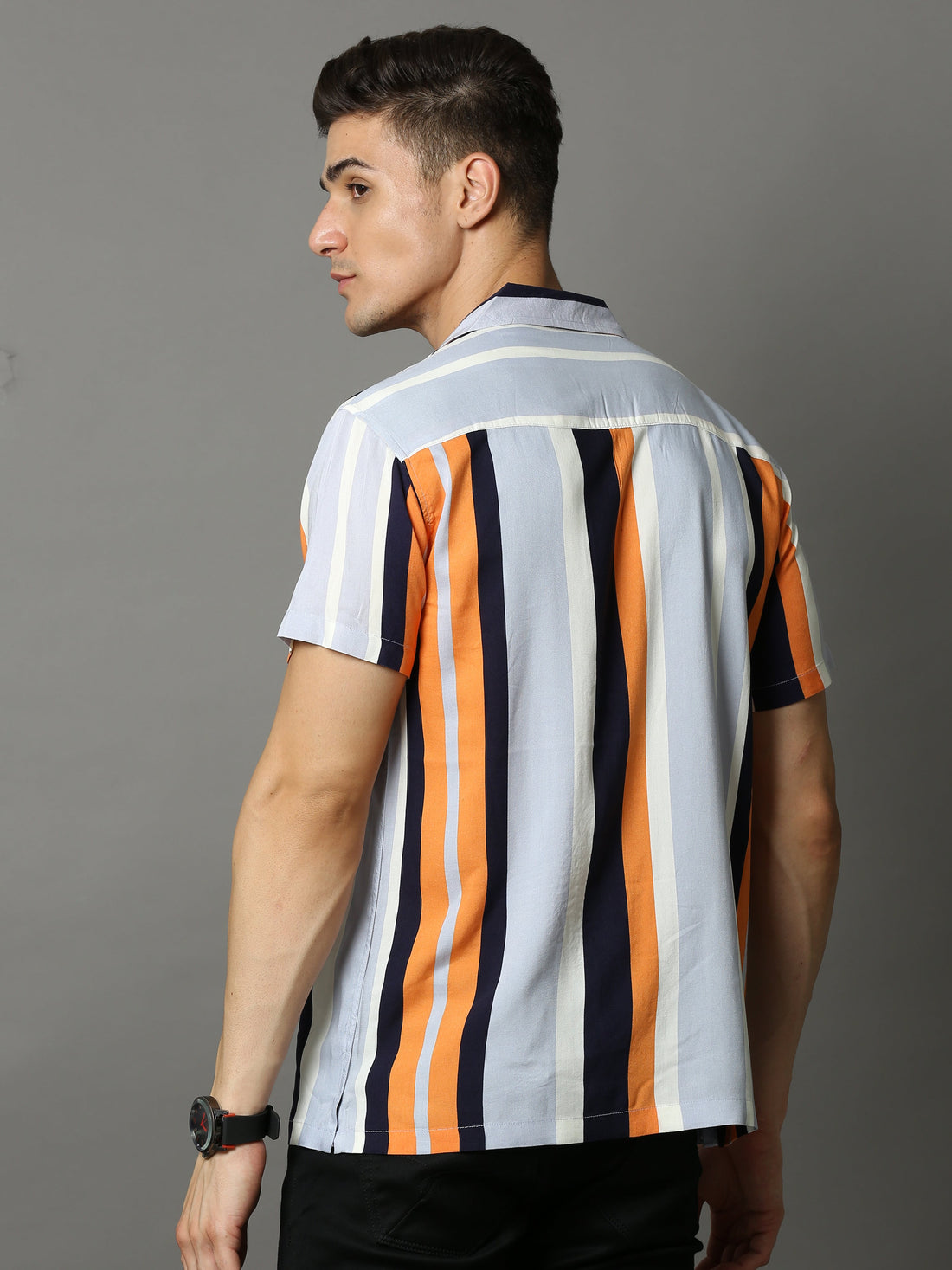 Stripe half sleeves shirt