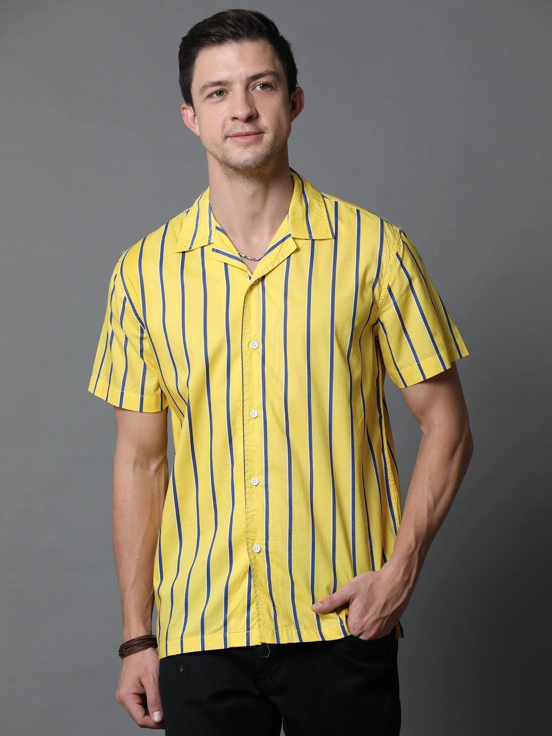 Yellow Stripe Sleeves Shirt